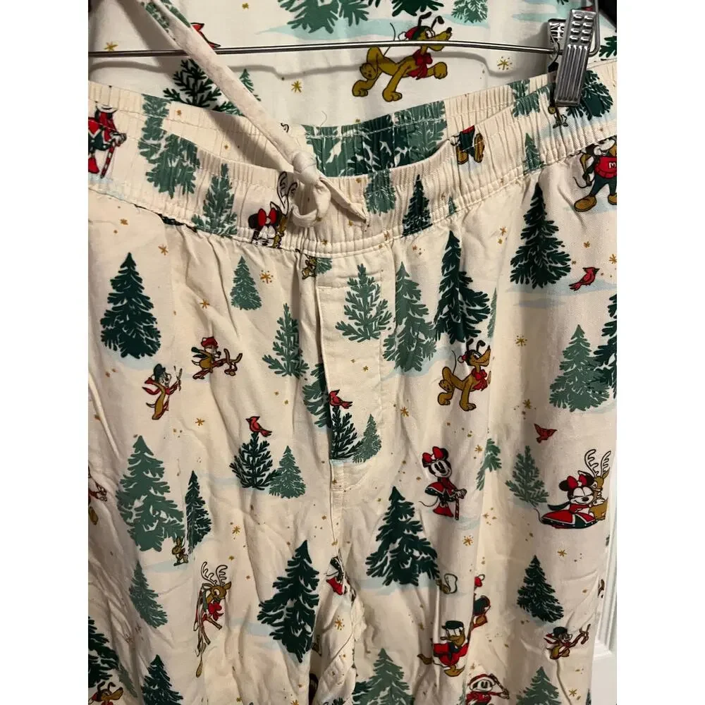 disney Mickey Christmas Pajama Set – Cream Christmas Tree Top & Pants